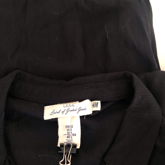 🎀 5/$25 H&M L.O.G.G. black vertical stripe modal shirt dress sz 0 - Picture 8 of 14